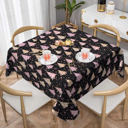 Pink Xmas Winter Tree Square Tablecloth 54 Inch for Party & Picnic - Granbey