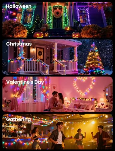 YULINKCO 98.4FT RGB+IC String Lights with 300 LEDs, App & Remote Control, 84 Scene Modes, Music Sync, Indoor Christmas Decoration