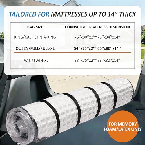 Vacuum Mattress Storage Bag with 4 Adjustable Straps for Queen Full