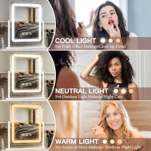 FENNIO Vanity Mirror with Lights - 15"x12.6" LED Lighted Makeup