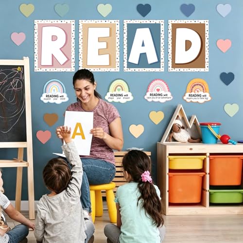 Boho Reading Corner Bulletin Board Set - 32-Piece Classroom Decor Kit