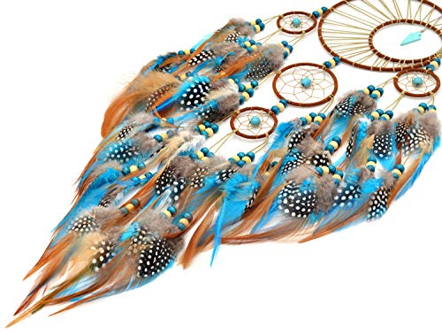 Large Boho Dream Catcher Wall Hanging with Turquoise and Feathers