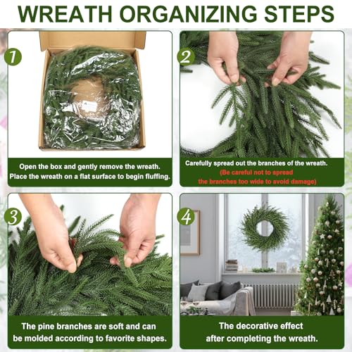 26-Inch Artificial Pine Christmas Wreath for Front Door, Indoor & Outdoor