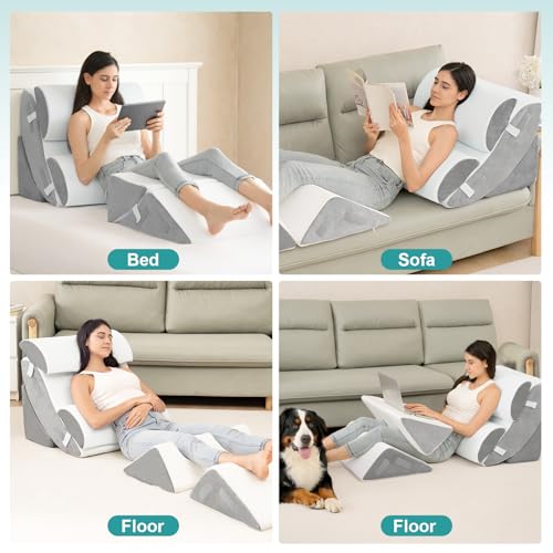 Adjustable Bed Wedge Pillow Set for Comfort & Support