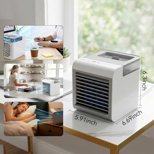 Portable Air Conditioner Fan, 4-in-1 Mini Evaporative Cooler with 450ml Tank