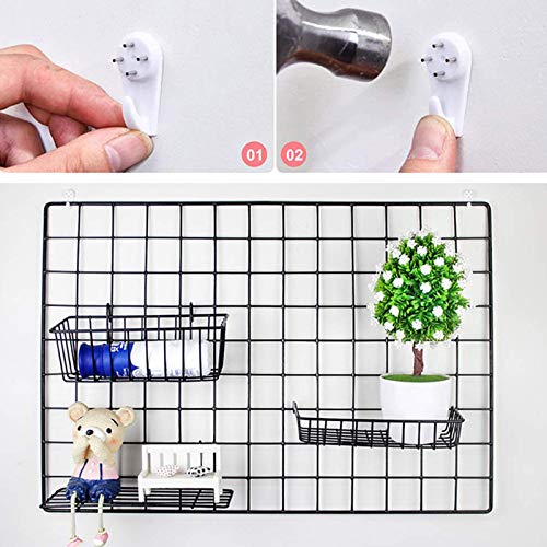 2-Pack Large Metal Wall Grid Panels with String Lights and Clips