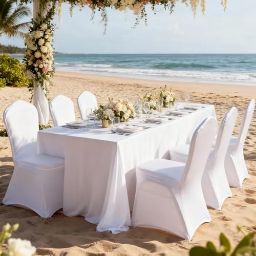 100 Pcs White Spandex Stretch Chair Covers for Weddings & Events