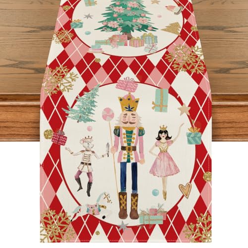 Artoid Mode Nutcracker Table Runner 13 x 108 in Red for Christmas & Holiday Decor