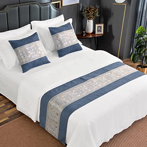 AMBERIS Chenille Bed Runner - Decorative Bed Scarf for Home & Hotel