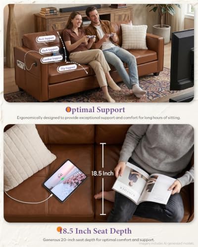 3-Piece Faux Leather Sofa Set with USB Charging Ports and Storage Pockets