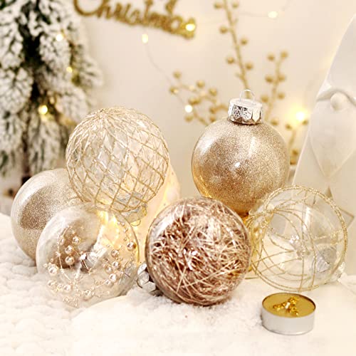 Clear Plastic Christmas Ball Ornaments - 30 Pack 2.36" Shatterproof Champagne
