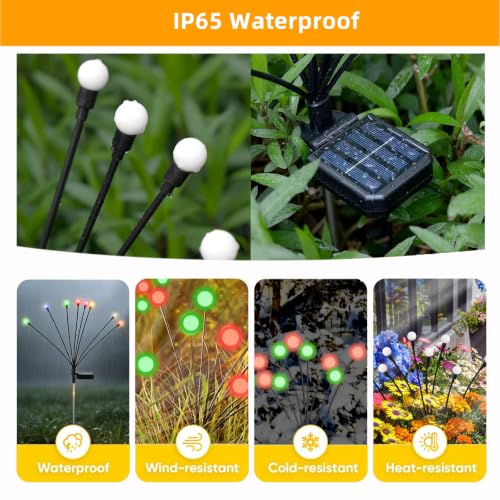 Lapovisu Solar Firefly String Lights Outdoor Red & Green 8 Pack, Waterproof Garden Decor