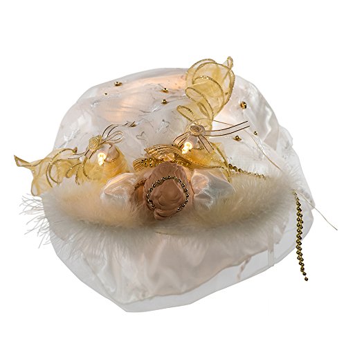 16-Inch Ivory and Gold Angel Treetop with Lights - Christmas Tree Topper