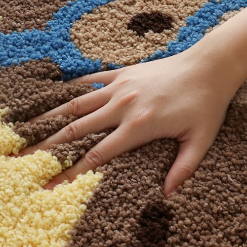 Cute Cartoon Bear Bathroom Rug, Soft Microfiber Mat, Non-Slip