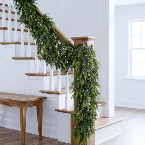 Lylyfan 9FT Artificial Cedar Garland 300 Branches – Full, Real-Look Christmas Decor