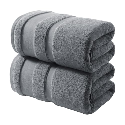 Oversized 100% Cotton Bath Towels - 35 x 70 Inch Absorbent Sheets, Set of 2