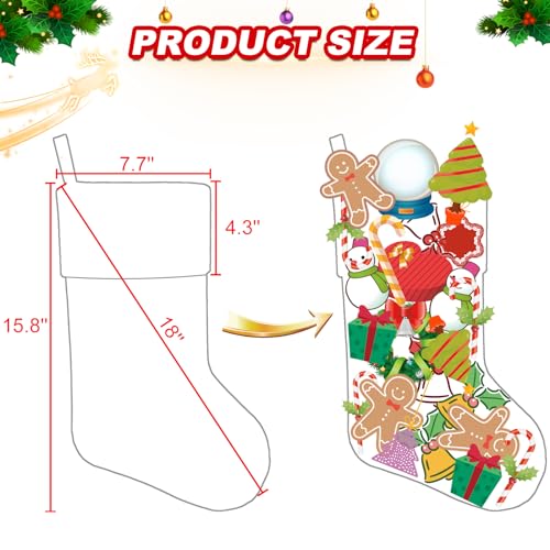 Personalized 18" Linen Christmas Stocking with Embroidered Name - Unicorn
