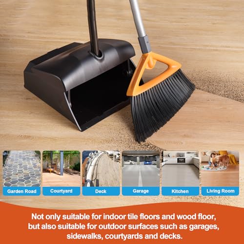 Heavy Duty Outdoor Broom with Stiff Bristles and 48" Long Handle