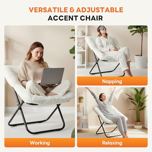 Oversized Foldable Faux Fur Lounge Chair for Bedroom and Dorm