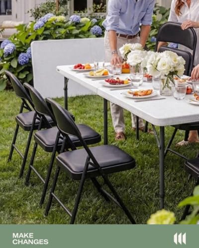 4-Pack Padded Folding Chairs, Heavy-Duty Metal Portable Seats for Indoor-Outdoor