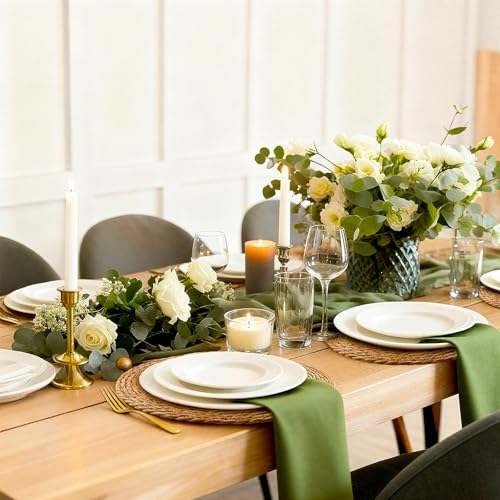 13-Inch Round Woven Placemats, Natural Rush Charger Plates Set of 12