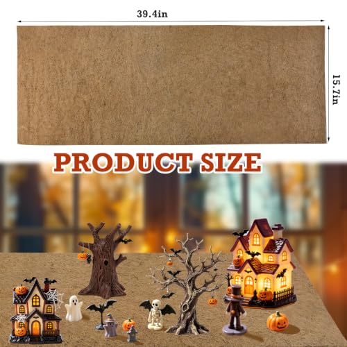 Halloween Village Landscape Mat - 39.4" x 15.7" Natural Coconut Coir Base
