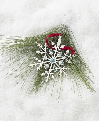 Lenox 2026 Snow Majesty Silverplate Snowflake Ornament with Red Ribbon - Holiday Decor
