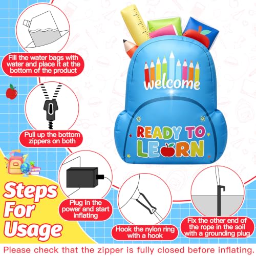 5FT Inflatable Back to School Yard Decoration with Built-In LED Lights