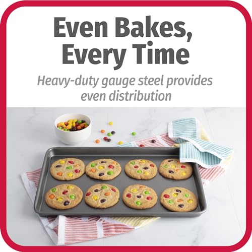 Nonstick Baking Sheet Set - 3-Piece Carbon Steel Cookie Sheets (Gray)