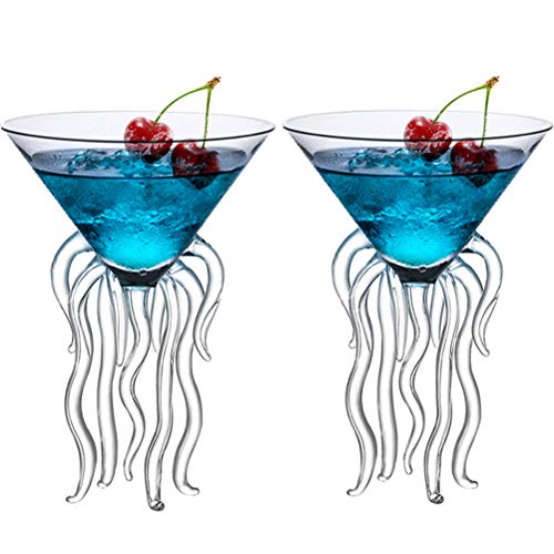 Octopus Cocktail Glass, 250ml Crystal Glass Martini Goblet for Parties