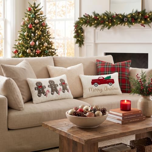 Artscope Gingerbread Man Lumbar Throw Pillow Cover 16x24 Inch - Festive Christmas Decor