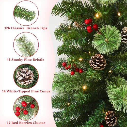 Artificial Christmas Entrance Tree with 60 LED Warm White Lights - 2 Pack, 4 Ft