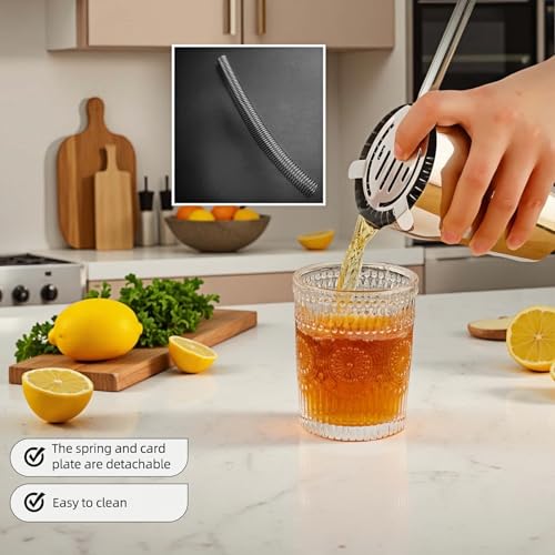 Professional Cocktail Strainer with Detachable Spring - Stainless Steel Bar Tool for Shakers & Glasses