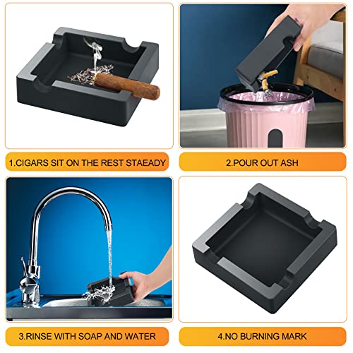 Large Silicone Cigar Ashtray for Outdoor Patio, 4-Rest Unbreakable Ash Tray
