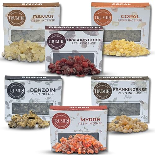 Natural Resin Incense Variety Pack - 6 x 30g Frankincense Myrrh & More