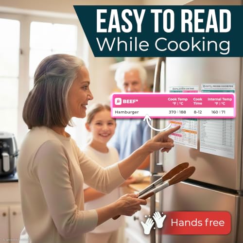 Air Fryer Cheat Sheet Magnetic Cooking Guide with Temp and Time Charts