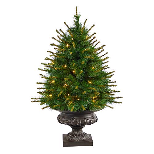Nearly Natural 3.5ft New England Pine Artificial Christmas Tree with 50 Clear Lights