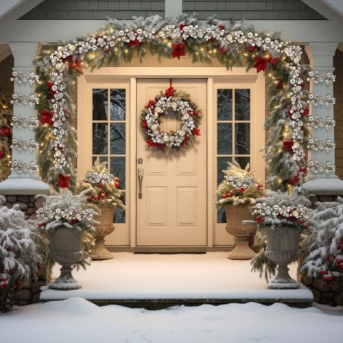 Champagne Gold Christmas Ball Garland, 6 ft Holiday Ornament Garland (2 Pack)