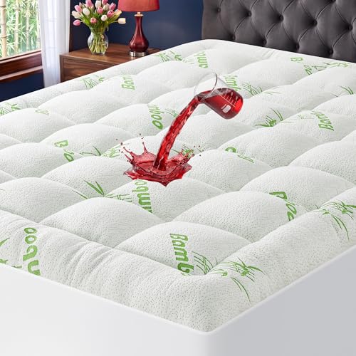 MASVIS Queen Cooling Bamboo Mattress Topper - Thick Waterproof Pad