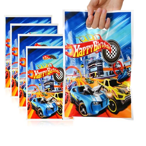 50 Pcs Racing Car Party Favor Bags - Birthday Treat Goodie Bags with Handle