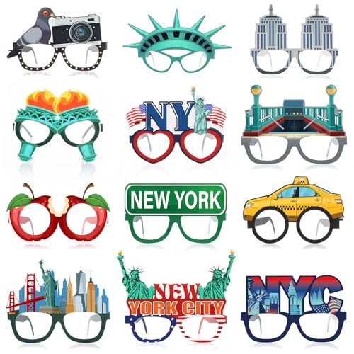 36 Pcs New York City Theme Party Paper Eyeglasses Photo Booth Props