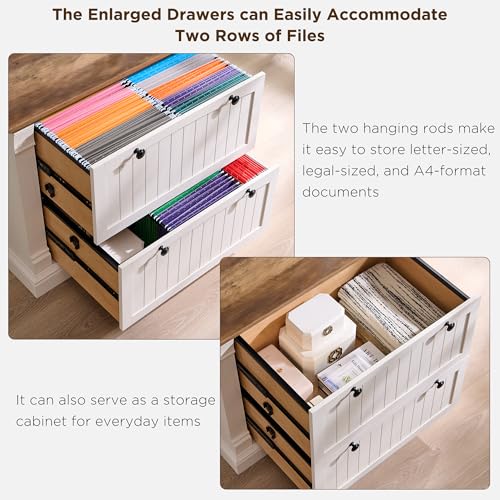2-Drawer Farmhouse Lateral File Cabinet, 35.3-Inch Rustic Wood Organizer