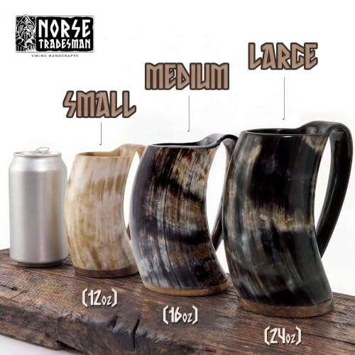 Authentic Ox Horn Beer Tankard, 16 oz Handcrafted Drinking Mug