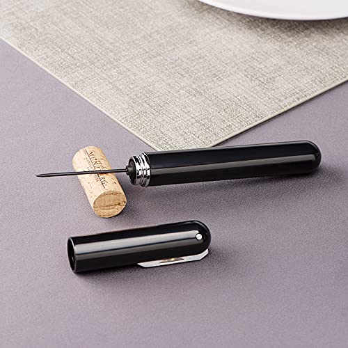 IPEROT Black Air Pressure Wine Bottle Opener with Foil Cutter - Effortless Cork Removal