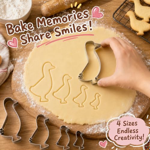 4-Piece Goose Cookie Mold Set 2 to 5 Inch Baking Tools for Wildlife Crafts