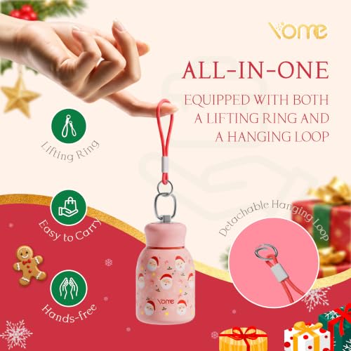 YOME Christmas Joy Pink 10oz Insulated Mini Water Bottle with Lid & Lifting Loop
