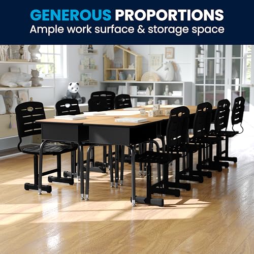 Adjustable Student Desk with Metal Book Box and Laminate Top
