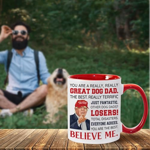 Red Dog Dad Mug 11oz Ceramic Gift for Pet Lovers, Fathers Day, Birthday