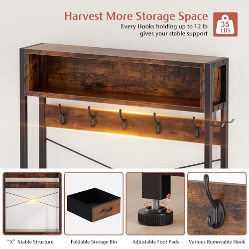 6-in-1 Entryway Hall Tree with Bench, 3 Drawers, and 12 Coat Hooks