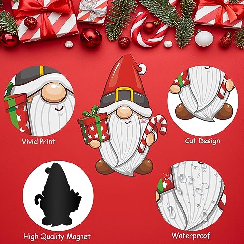 Gnome Car Magnets Set - Reflective Christmas Holiday Decorations, Santa Hat, 30 Pack